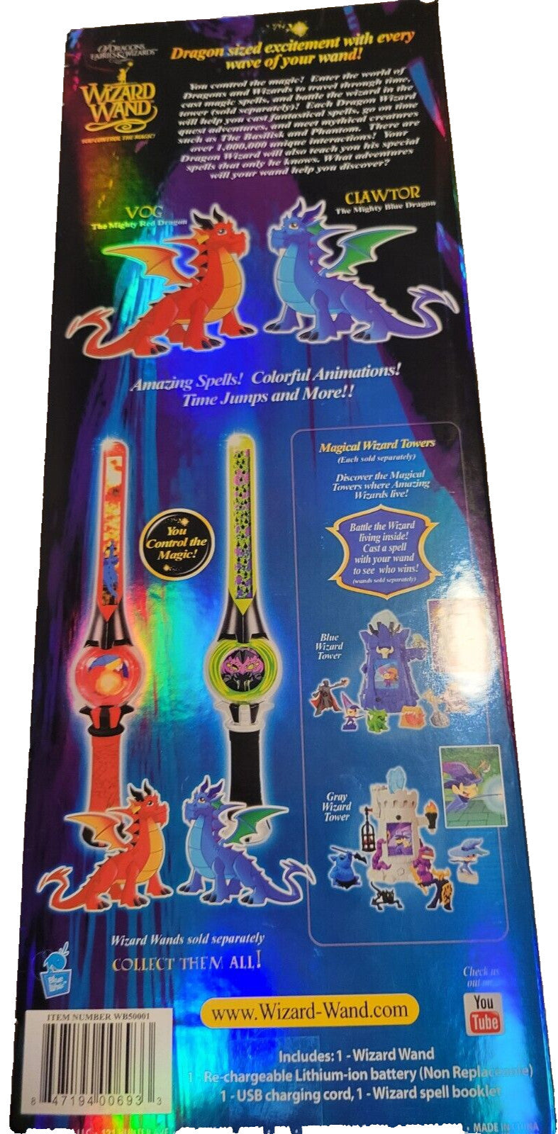Wizard Wand Vog Mighty Red Dragon with Animated Lights and Rechargeable Battery