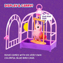 Voice-Repeating Talking Bird Toy – Rosie with Cage, Perfect for Kids Ages 5-7