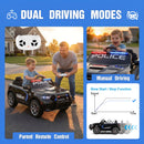 12V Electric Police Car for Kids with Dual Speed, LED Lights, Remote Control, Music, and Horn