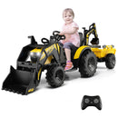 12V Electric 3-in-1 Kids Ride-On Excavator and Bulldozer with Remote and Trailer
