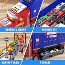 Race Track Adventure Set with 6 Metal Cars, Lights & Sounds | Compact Design