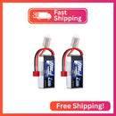 Zeee 2S 2200mAh 7.4V 50C Shorty Lipo Battery with T Connector (Pack of 2)