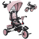 Versatile Pink Tricycle for Kids Aged 1-5 with Adjustable Push Handle