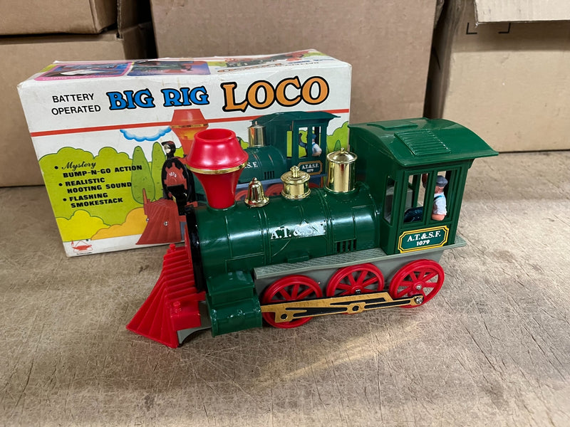 Vintage Large Electric N Scale Locomotive Train in Box Bump-N-Go AT&SF 1079