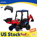 12V Kids Ride-On Excavator with Trailer, Front Loader, and Remote Control