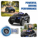 12V Electric Police Car for Kids with Dual Speed, LED Lights, Remote Control, Music, and Horn