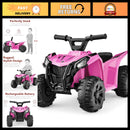 Pink 6V Kids Quad ATV 4-Wheeler Ride-On Car with Treaded Tires and 1.8MPH Speed