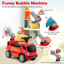 Fire Truck Ride-On Push Car with Music and Bubble Maker for Kids