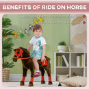 Neighing Ride-On Horse Toy for Children Ages 3 to 8 with Saddle and Stirrups