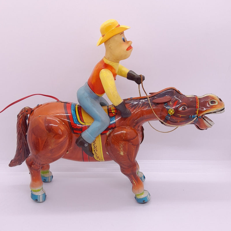 Vintage 1960s Western Ranger Wind-Up Litho Tin Toy from Japan