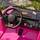 Qaba Pink 24V 2-Seater Kids Golf Cart with Remote Control, Sunshade, and Storage
