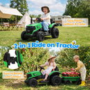 Joyracer 12V Green Bluetooth Remote Control Tractor Trailer Ride-On Car with LED Lights