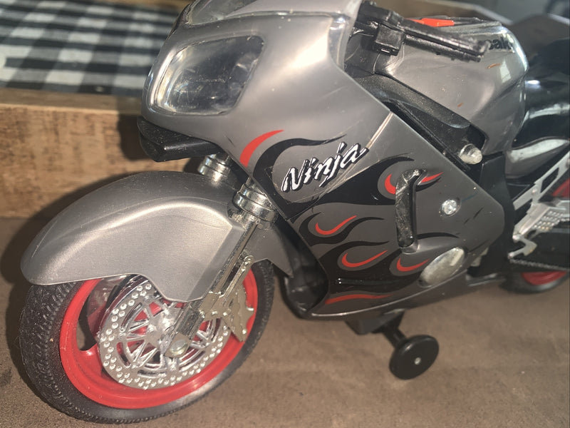 Silver and Black Kawasaki Ninja ZX-R10 Toy Motorcycle with Working Sound