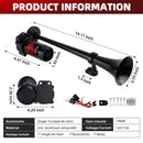 12V 150dB Black MotoHorn Truck Air Horn with Button