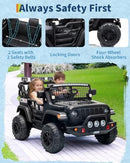 24V Electric Ride-On Car Truck for Big Kids, 2-Seater in Black