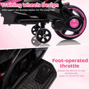 6V Battery-Powered Pink Ride-On Motorcycle for Kids with Headlight Wheels
