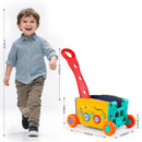Didklom Interactive Push Toy Wagon for Babies 18 Months and Up with Building Blocks