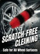 TAKAVU Long-Handled Soft Bristle Wheel & Tire Cleaner Brush (Red)