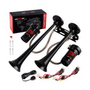 Dual 2-Trumpet Metal Air Horn Kit with Dual Air Compressors, 12V 150dB