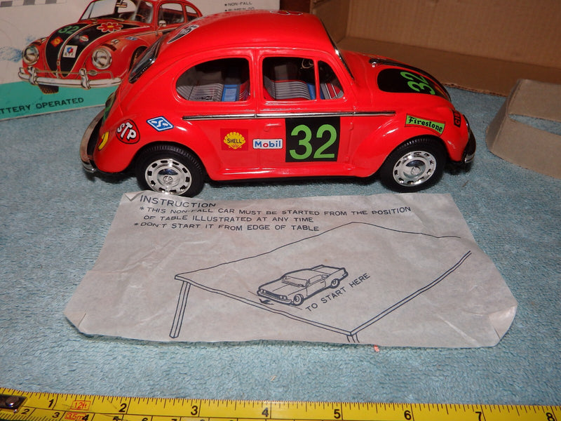 Vintage TAIYO Battery-Operated VW Beetle Toy Car from Japan with Original Box