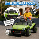 12V Official Volkswagen Beetle Electric Ride-On Car for Kids - Green, Speeds 1.5-2.5MPH