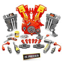Motorcycle Engine Repair Toy Set with 25 Pieces, Lights, Sounds, and Educational Fun