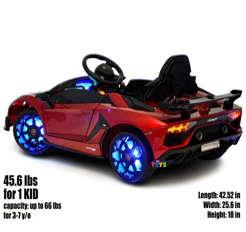 Kids Ride-On Licensed Lambo RC Car with MP4 Player and LED Wheels in Multiple Colors