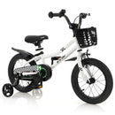 14-Inch Black and White Kids Bike with Dual Training Wheels for Ages 3-5