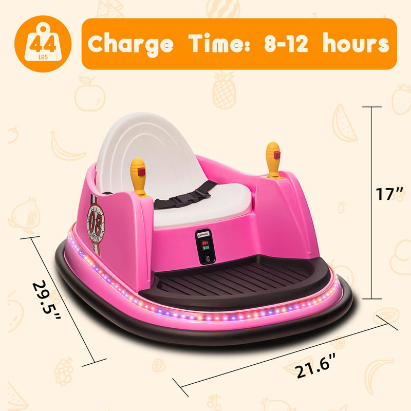 6V Pink Toddler Ride-On Bumper Car with Remote Control and 360° Spin