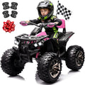 24V 4WD Pink Kids ATV 4 Wheeler with Bluetooth MP3 and LED Horn