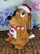 Festive Singing Dachshund Plush Toy in Santa Hat