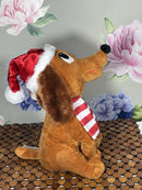 Festive Singing Dachshund Plush Toy in Santa Hat