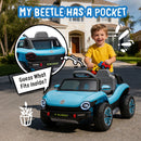 12V Volkswagen Beetle Electric Ride-On Car for Kids - Blue, Speeds Up to 2.5MPH