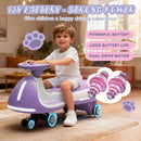 12V Purple Electric Wiggle Car for Kids with Bluetooth Music and 5MPH Speed