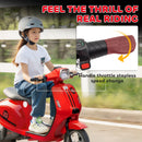Red LED 24V Kids Electric Motorcycle with 3-Speed and Rear Suspension, Speeds Up to 9.9 MPH