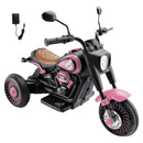 Pink 3-Wheel Electric Motorcycle Toy for Kids with Colorful Lights and Music
