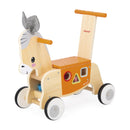 Janod Wooden Donkey Ride-on Toy with Shape Sorting Feature