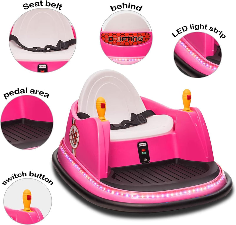 12V Electric Kids Ride-On Bumper Car with Remote Control and 360° Spin for Toddlers