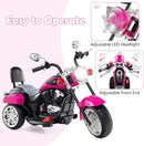 Charming 6V Kids' Chopper Motorcycle with Horn & Headlight in Rose Red