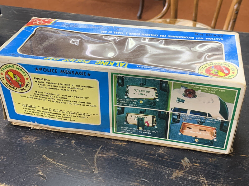 Vintage Battery Operated English Talking Police Car with Box