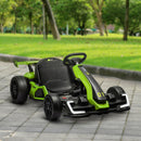 Green Electric Go Kart with Adjustable Seat and Slow Start, 24V, 7.5 MPH