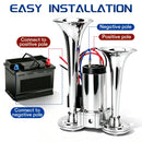 600DB High-Volume 12V Electric Dual Trumpet Air Horn in Silver