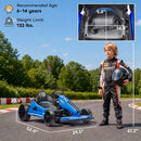 Qaba Blue 24V Electric Drift Go Kart for Kids with Dual Motors