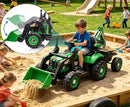 24V Green Remote Control Kids Excavator Tractor with Dump Truck and Bulldozer Attachments