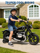 24V Children’s Electric Motorcycle with Training Wheels and Speed Regulation, Supports Up to 143lbs