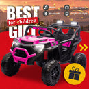 24V Electric Kids UTV with 400W Motor, Parental Remote, 4-Wheel Suspension, Black with LED Lights