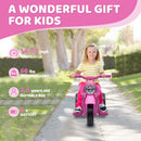 3-Wheel Pink Bubble Motorcycle for Kids with LED Headlight and Music