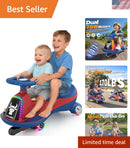 Blue 12V Wiggle Car for Kids, Two-Seater with Dual 75W Motors