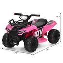 Honeyjoy 6V Pink Electric Quad ATV Ride-On Car for Kids with MP3 and LED Lights