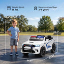12V Dodge Police Car Ride-On for Kids Ages 3-6, White, 2-Seater
